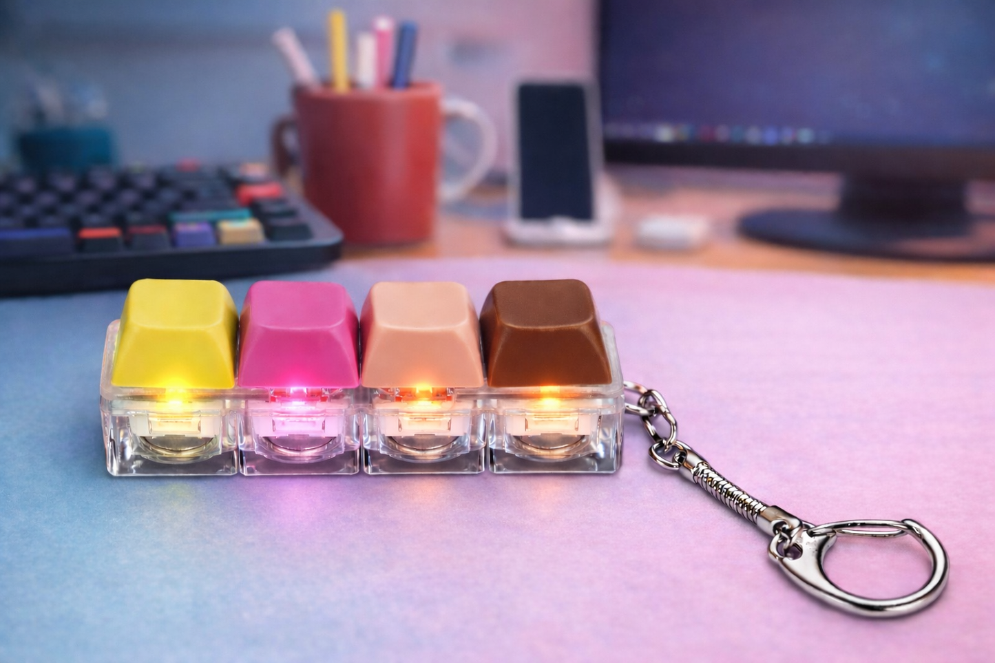 Mechanical Keyboard Switch Keychain LED Backlight - Tactile Sensory Decompression