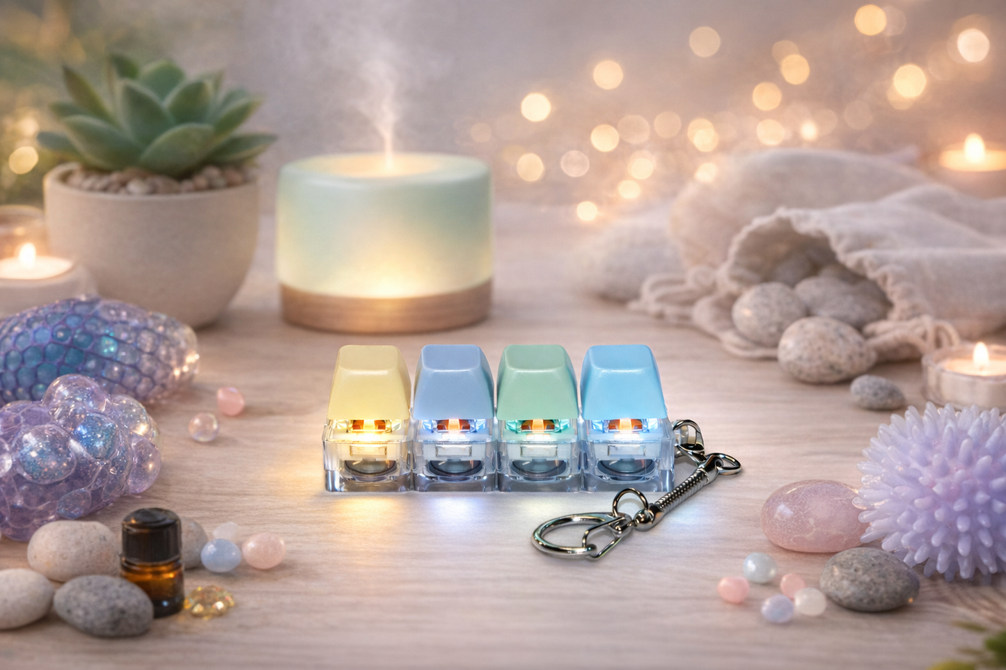 Mechanical Keyboard Switch Keychain LED Backlight - Tactile Sensory Decompression