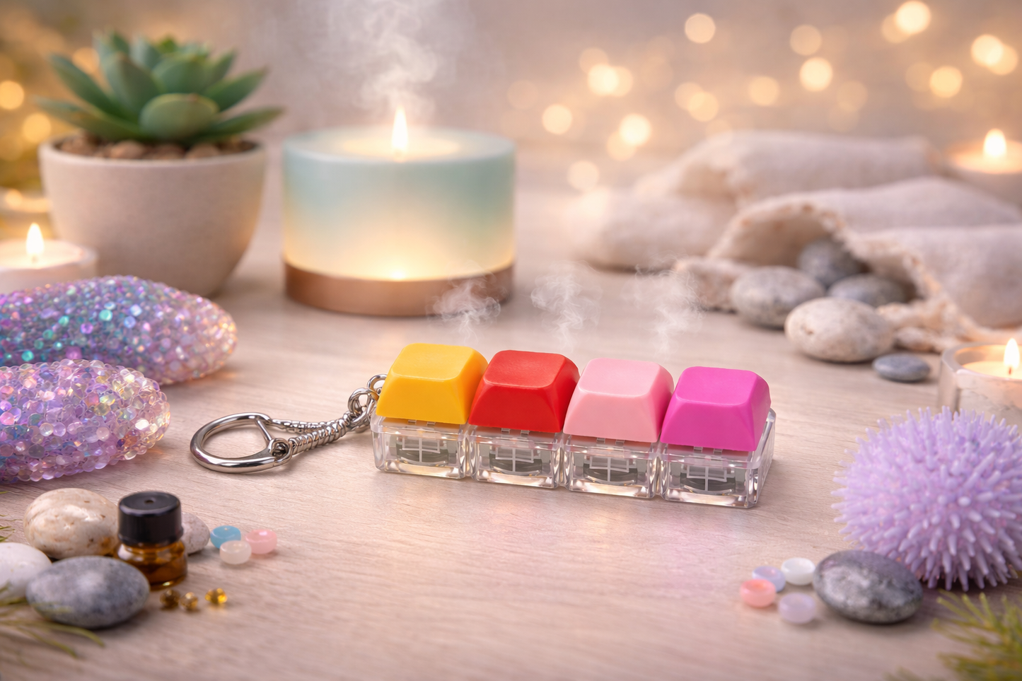 Mechanical Keyboard Switch Keychain LED Backlight - Tactile Sensory Decompression