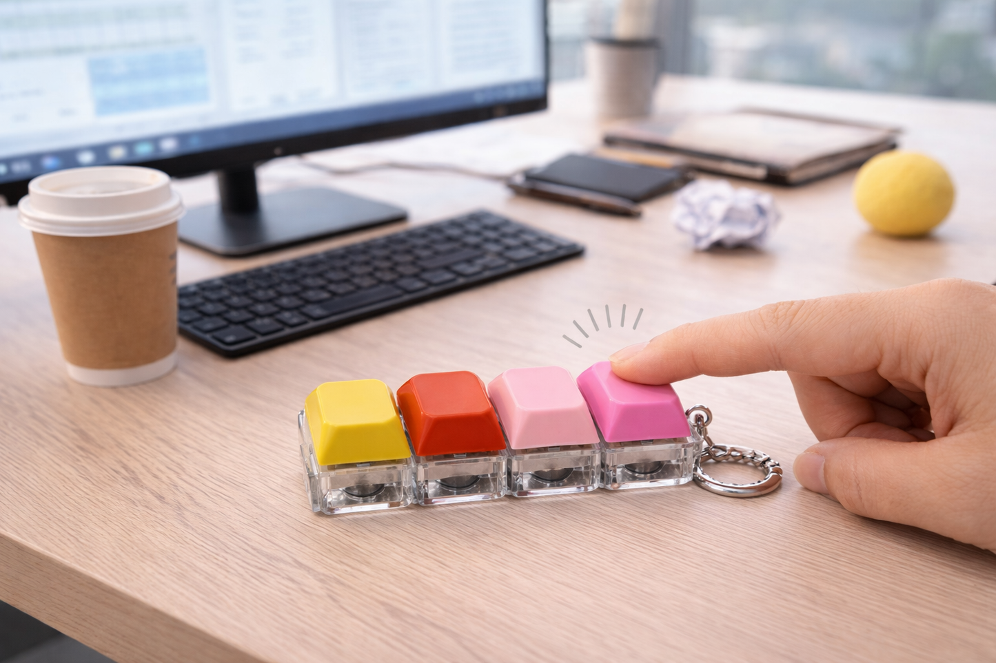 Mechanical Keyboard Switch Keychain LED Backlight - Tactile Sensory Decompression