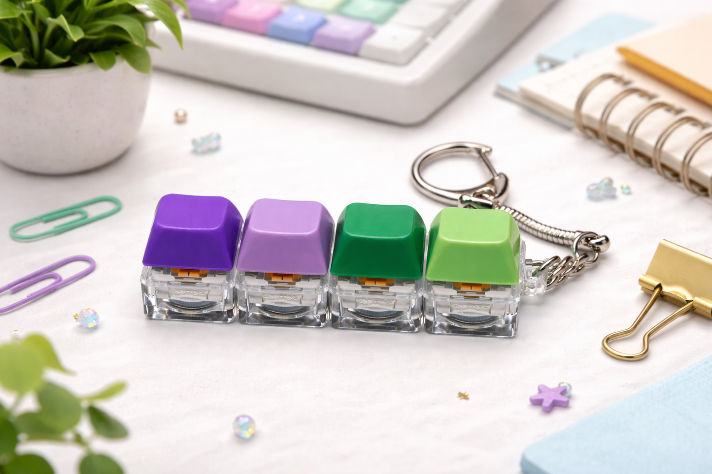 Mechanical Keyboard Switch Keychain LED Backlight - Tactile Sensory Decompression