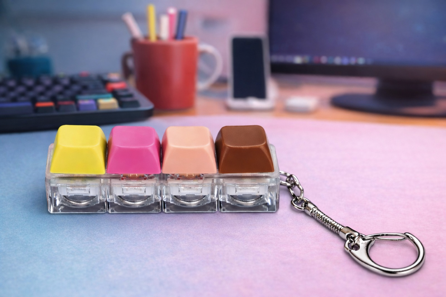 Mechanical Keyboard Switch Keychain LED Backlight - Tactile Sensory Decompression