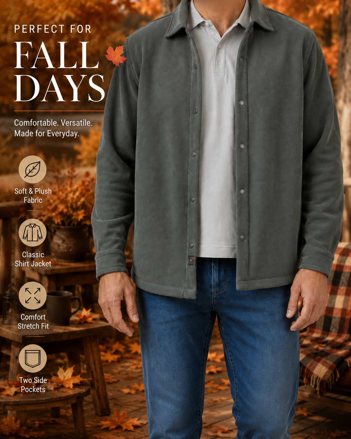 Copper & Oak Men's Stretch Shirt Jacket