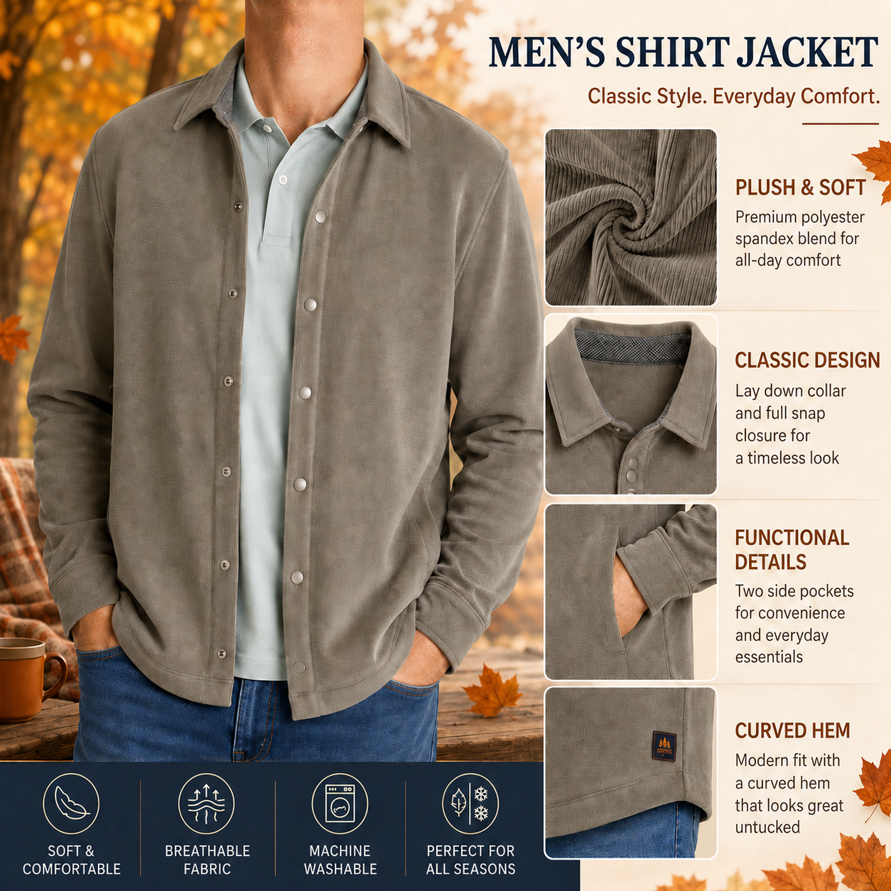 Copper & Oak Men's Stretch Shirt Jacket