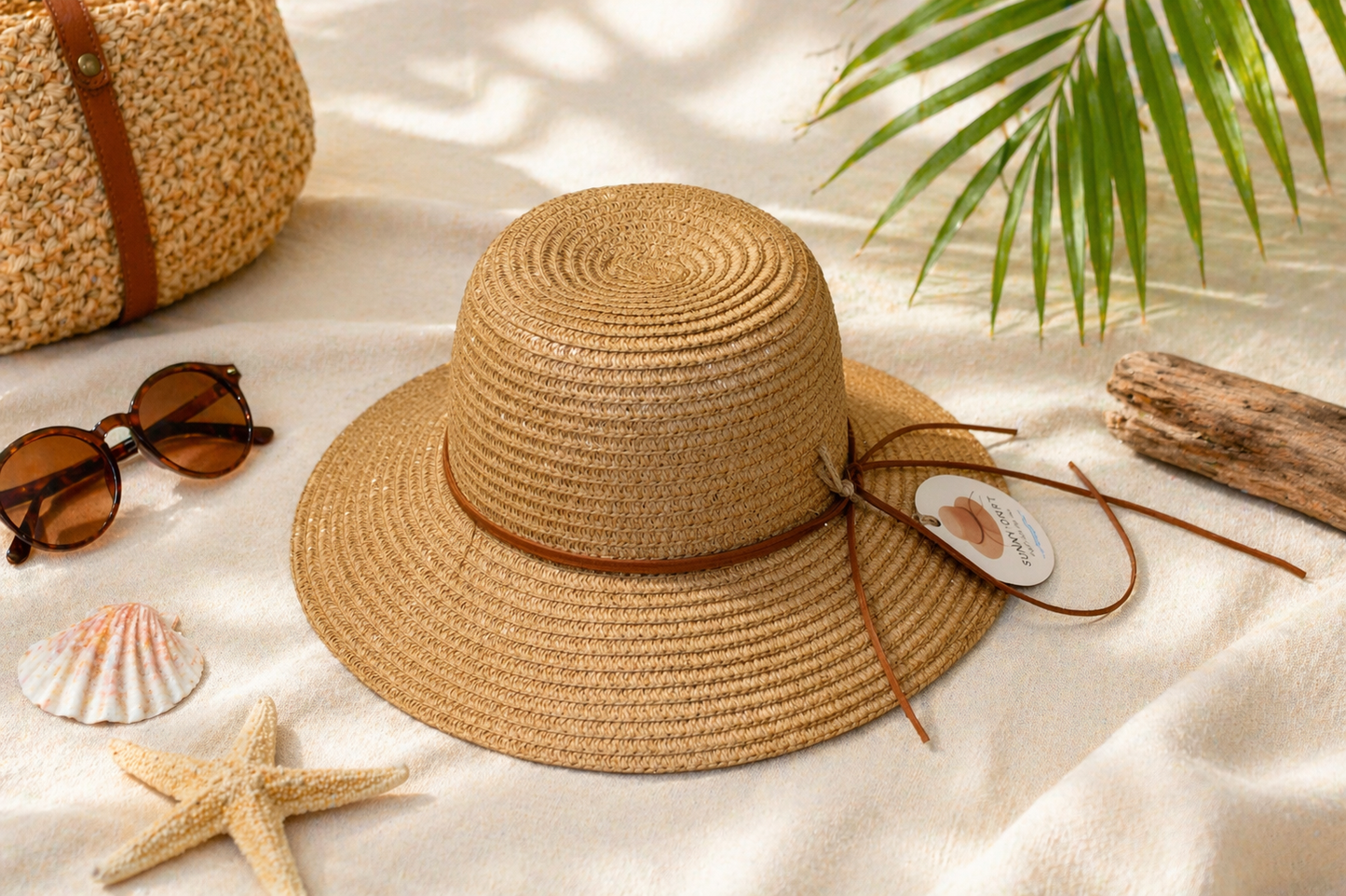 Women Wide Brim Sun Hat Beige 100% Paper Straw Beach Garden Summer Travel Hat
